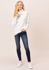 [Color: Ivory] Lovestitch Ivory Relaxed Fit Ribbed Turtleneck Sweater