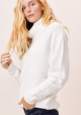 [Color: Ivory] Lovestitch Ivory Relaxed Fit Ribbed Turtleneck Sweater