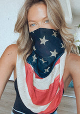 [Color: Flag/Navy] Lovestitch beautiful american flag scarf that doubles as a facemask