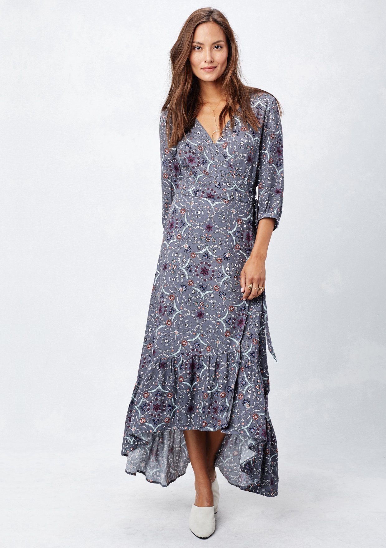 Mini Floral Print Wrap Maxi Dress | LOVESTITCH