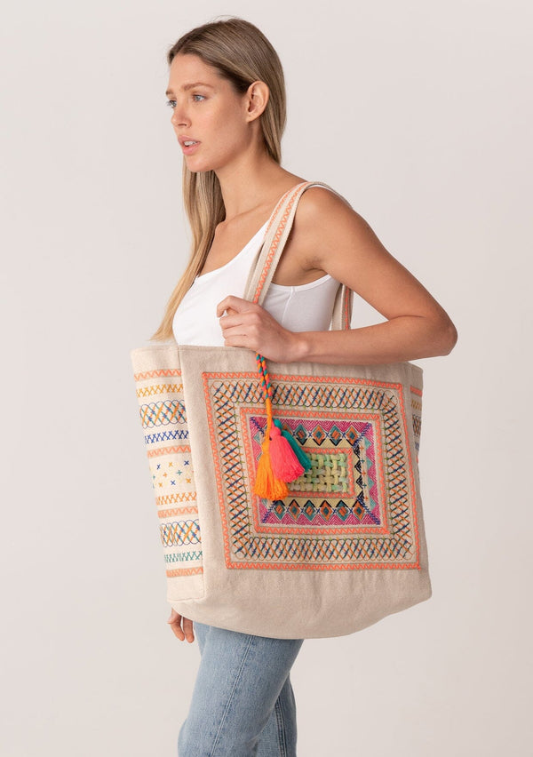 Large Shoulder Denim Tote Floral Bucket Bag Embroidery With 
