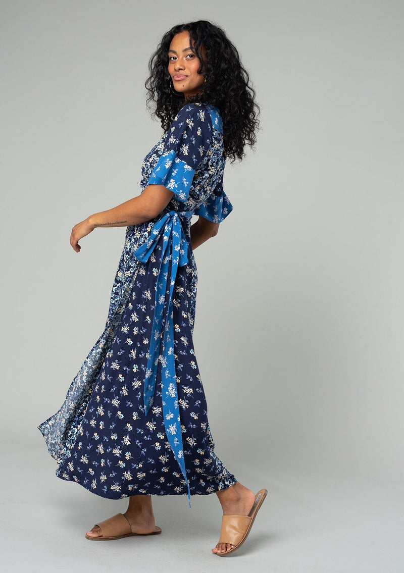 Chambray Maxi Dress: Short Sleeve Blue Casual Maxi Dress - Platt  DesignsPlatt Designs