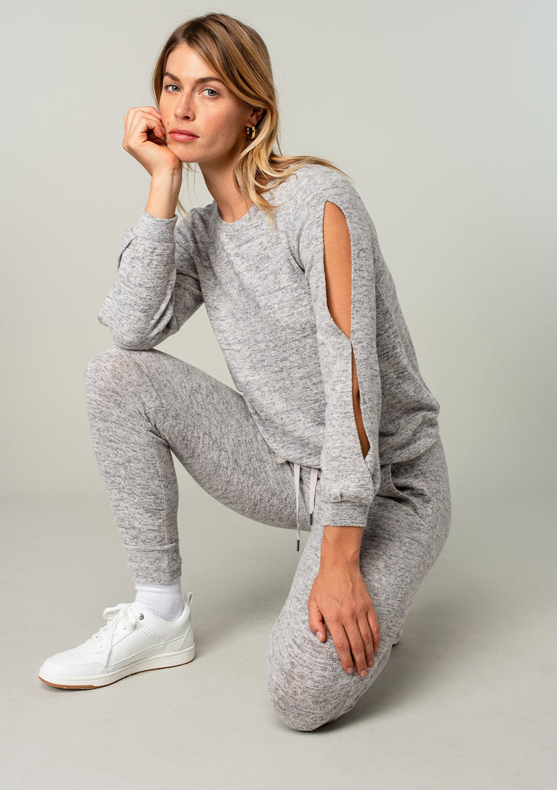 Charcoal Grey Leopard Print Knitted Loungewear Joggers