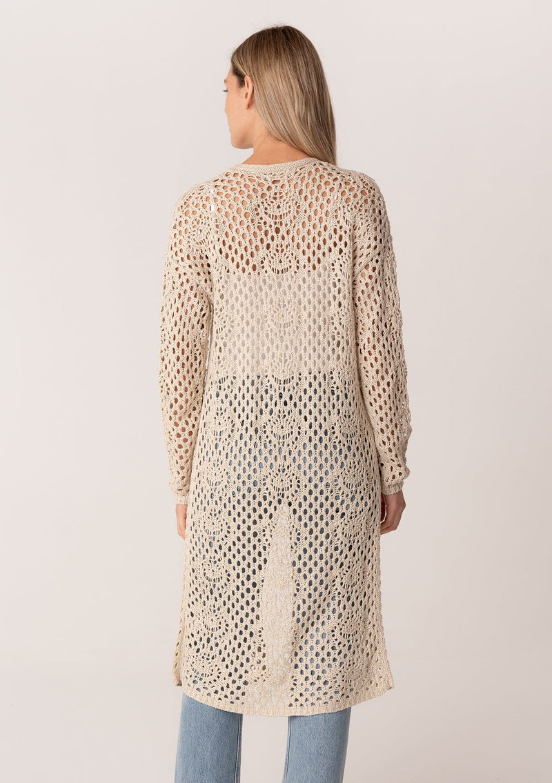 FREE PEOPLE tan knit long lightweight ribbed duster cardigan