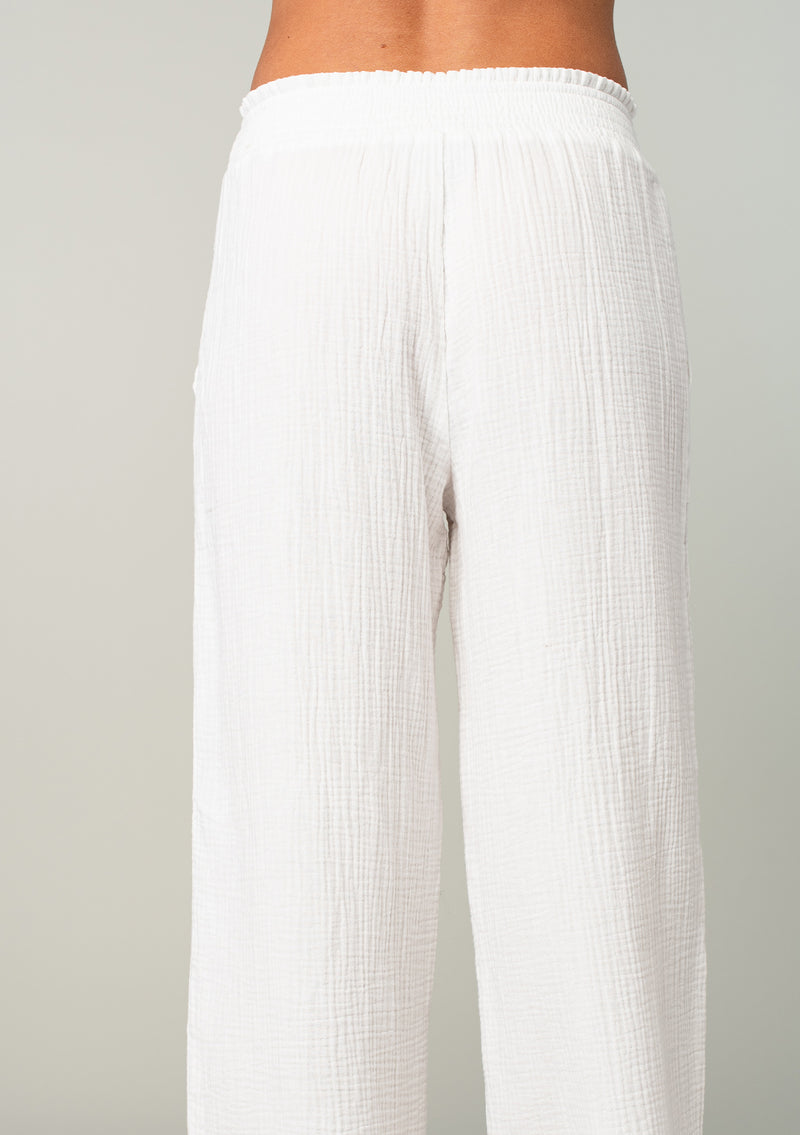 Easel Washed Cotton Gauze Wide Leg Boho Bohemian Pants in Camel S-L EB41320