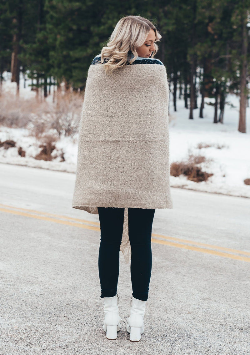 [Color: Cream] A super soft and fuzzy marled scarf. Featuring a cool fringed trim. A classic layering accessory in a soft neutral color. 