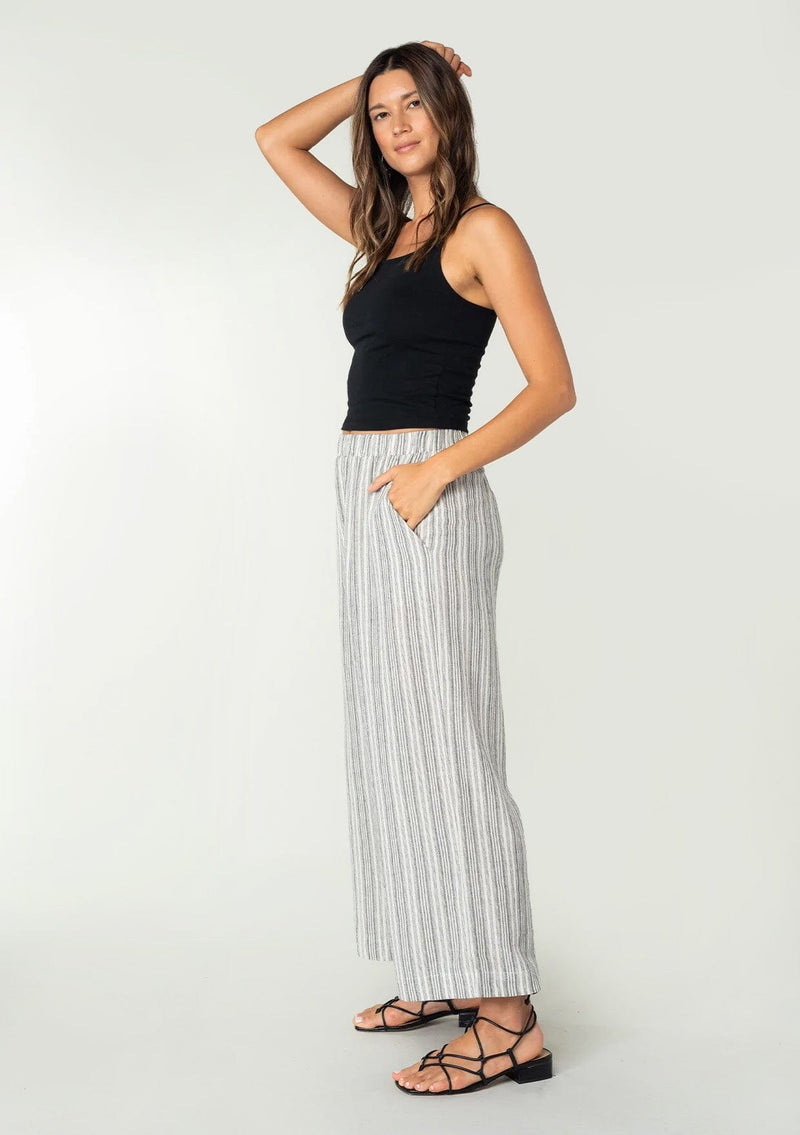 Women's Grey Cotton Striped Trousers