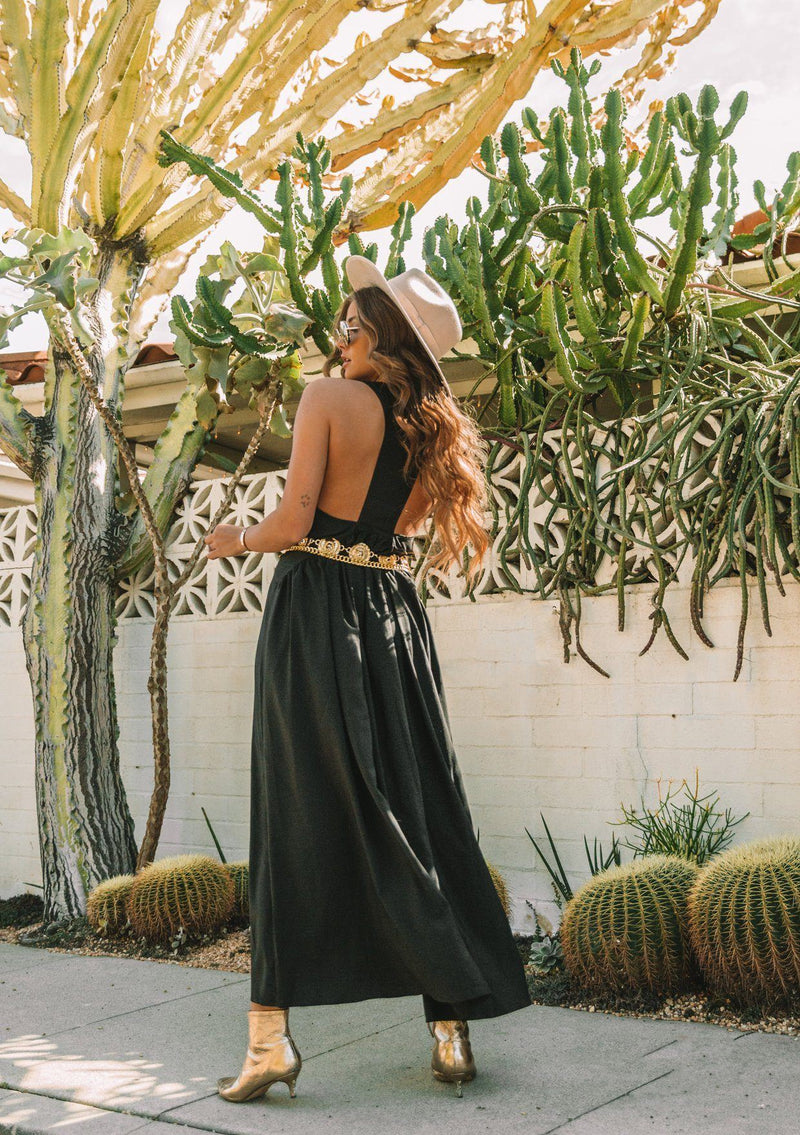 [Color: Black] Lovestitch black gorgeous, tiered maxi dress with flowy, flattering silhouette and sexy racerback detail. 