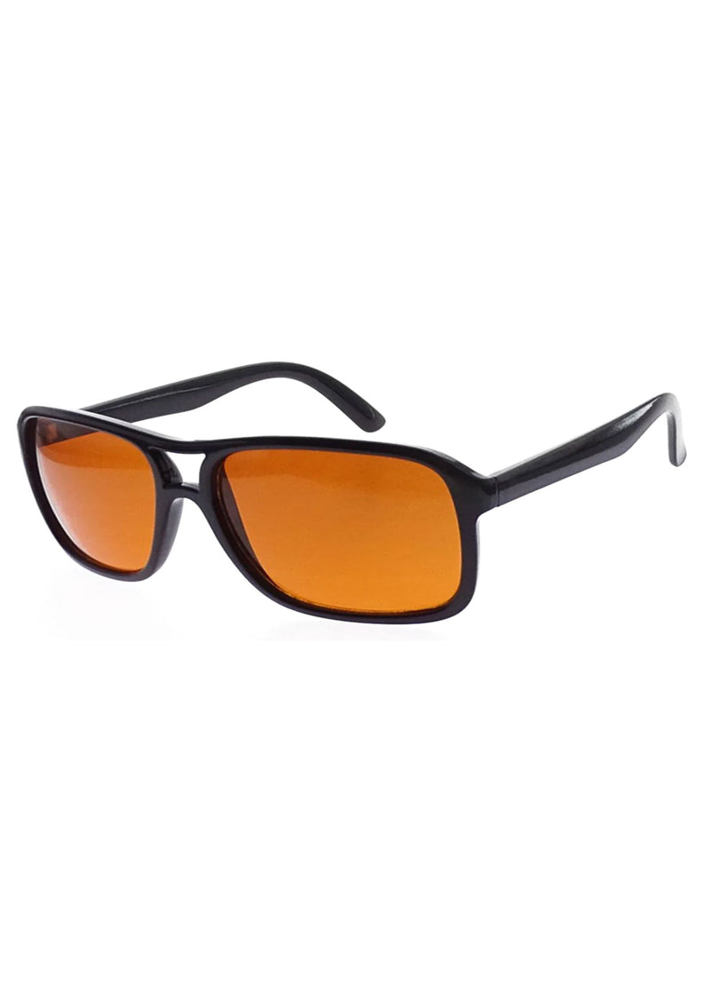 [Color: Deep Orange] Vintage inspired INDY sunglasses with aviator frames and deep orange lenses.